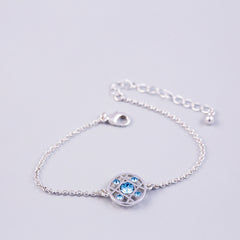 Silver Aquamarine March Birthstone Hugs & Kisses Bracelet