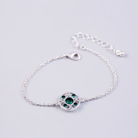 Silver Emerald May Birthstone Hugs & Kisses Bracelet