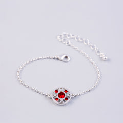 Silver Ruby July Birthstone Hugs & Kisses Bracelet