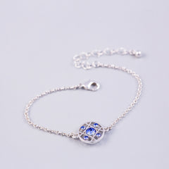 Silver Sapphire September Birthstone Hugs & Kisses Bracelet