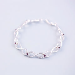 Silver Amethyst February Birthstone Infinity Link Bracelet