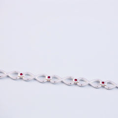 Silver Ruby July Birthstone Infinity Link Bracelet