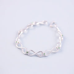 Silver Peridot August Birthstone Infinity Link Bracelet