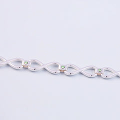 Silver Peridot August Birthstone Infinity Link Bracelet