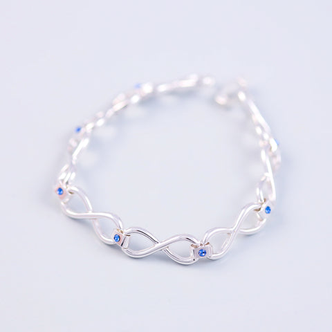 Silver Sapphire September Birthstone Infinity Link Bracelet