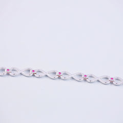 Silver Rose October Birthstone Infinity Link Bracelet