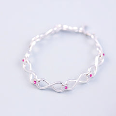 Silver Rose October Birthstone Infinity Link Bracelet