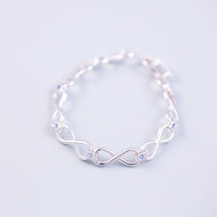 Silver Light Sapphire December Birthstone Infinity Link Bracelet