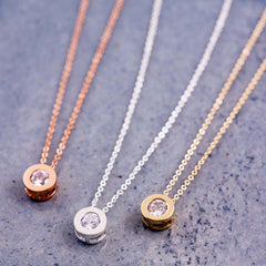 Three Bridesmaid Gift Necklaces - Round Solitaire