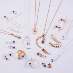 Gold & Purple Crystal Shooting Star Necklace