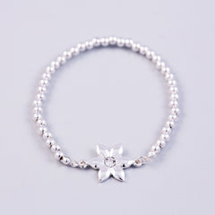 Silver Flower & Metallic Bead Bridal Bracelet