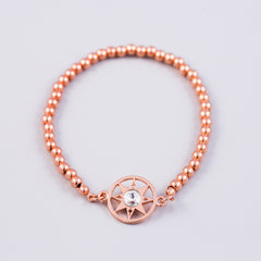 Rose Gold Compass & Metallic Bead Bridal Bracelet