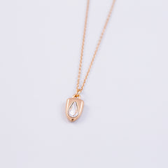 Gold & Crystal Teardrop Shield Necklace