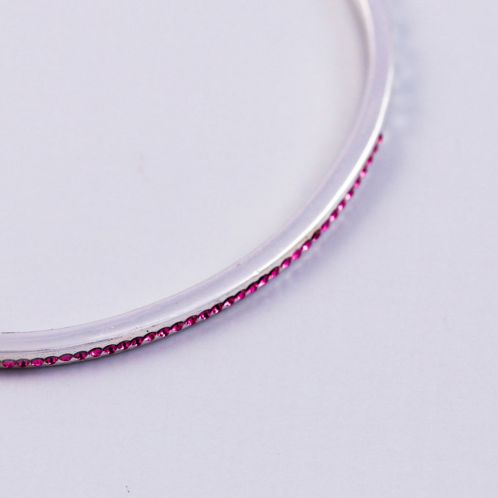 Silver Ruby July Birthstone Bangle