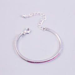 Silver Rose October Birthstone Bangle