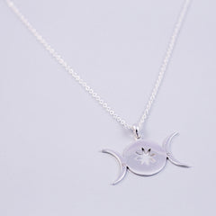 Triple Moon Goddess | Female Empowerment | Silver | Goddess Symbol | Moon Luna | Necklaces for Women | Waxing | Full Moon | Waning | 