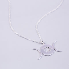 Triple Moon Goddess | Female Empowerment | Silver | Goddess Symbol | Moon Luna | Necklaces for Women | Waxing | Full Moon | Waning | 
