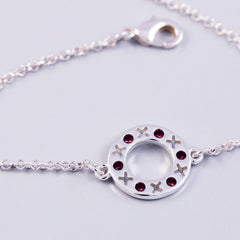 Silver Amethyst February Birthstone XOXO Circle Bracelet