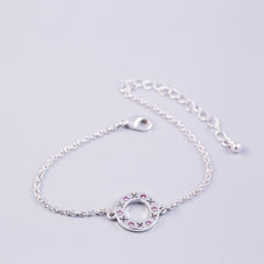 Silver Light Amethyst June Birthstone XOXO Circle Bracelet