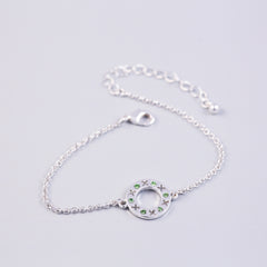 Silver Peridot August Birthstone XOXO Circle Bracelet
