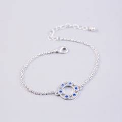 Silver Sapphire September Birthstone XOXO Circle Bracelet