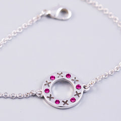 Silver Rose October Birthstone XOXO Circle Bracelet