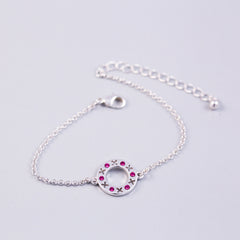 Silver Rose October Birthstone XOXO Circle Bracelet