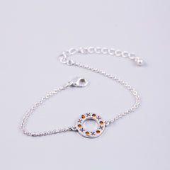Silver Topaz November Birthstone XOXO Circle Bracelet