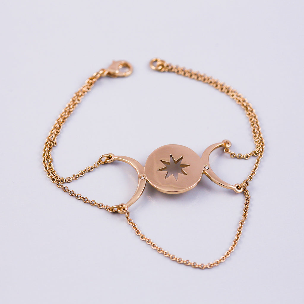 Triple Moon Goddess | Female Empowerment | Gold | Goddess Symbol | Moon Luna | Necklaces for Women | Waxing | Full Moon | Waning | 