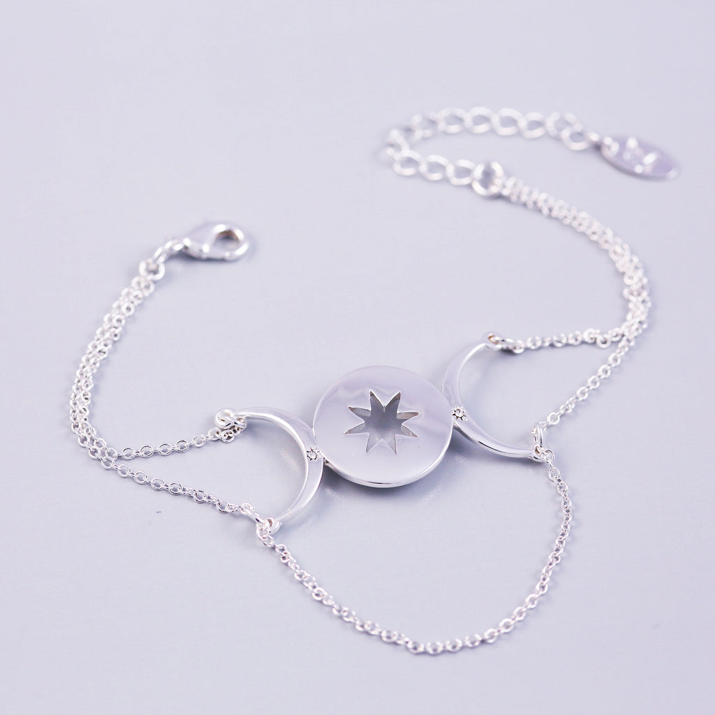 Triple Moon Goddess | Female Empowerment | Silver | Goddess Symbol | Moon Luna | Necklaces for Women | Waxing | Full Moon | Waning | 