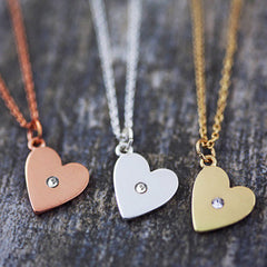 Flat Heart with Crystal
