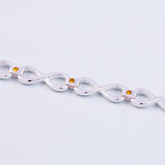 Silver Topaz November Birthstone Infinity Link Bracelet