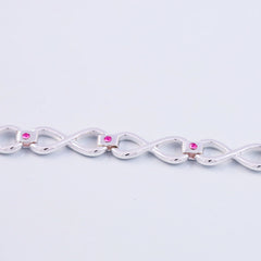 Silver Rose October Birthstone Infinity Link Bracelet